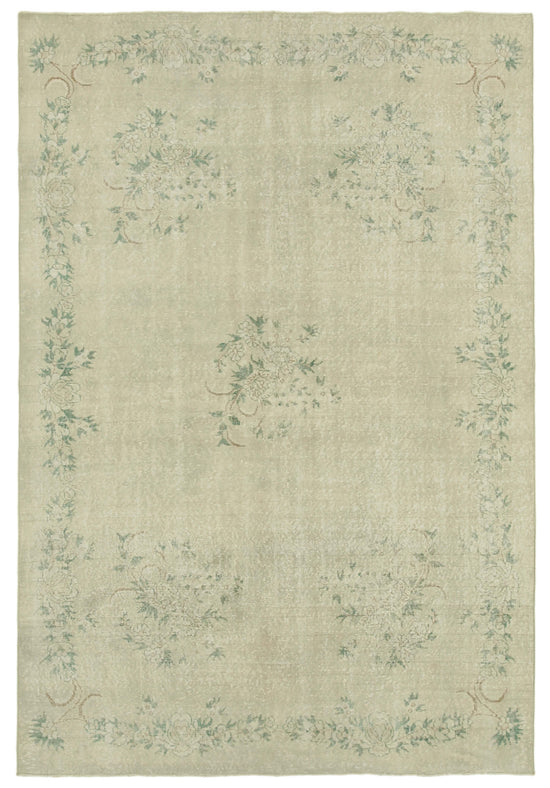 7x10 Beige Turkish Vintage Area Rug - 39004