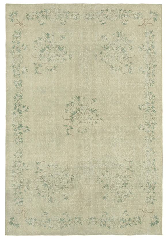 7x10 Beige Turkish Vintage Area Rug - 39004