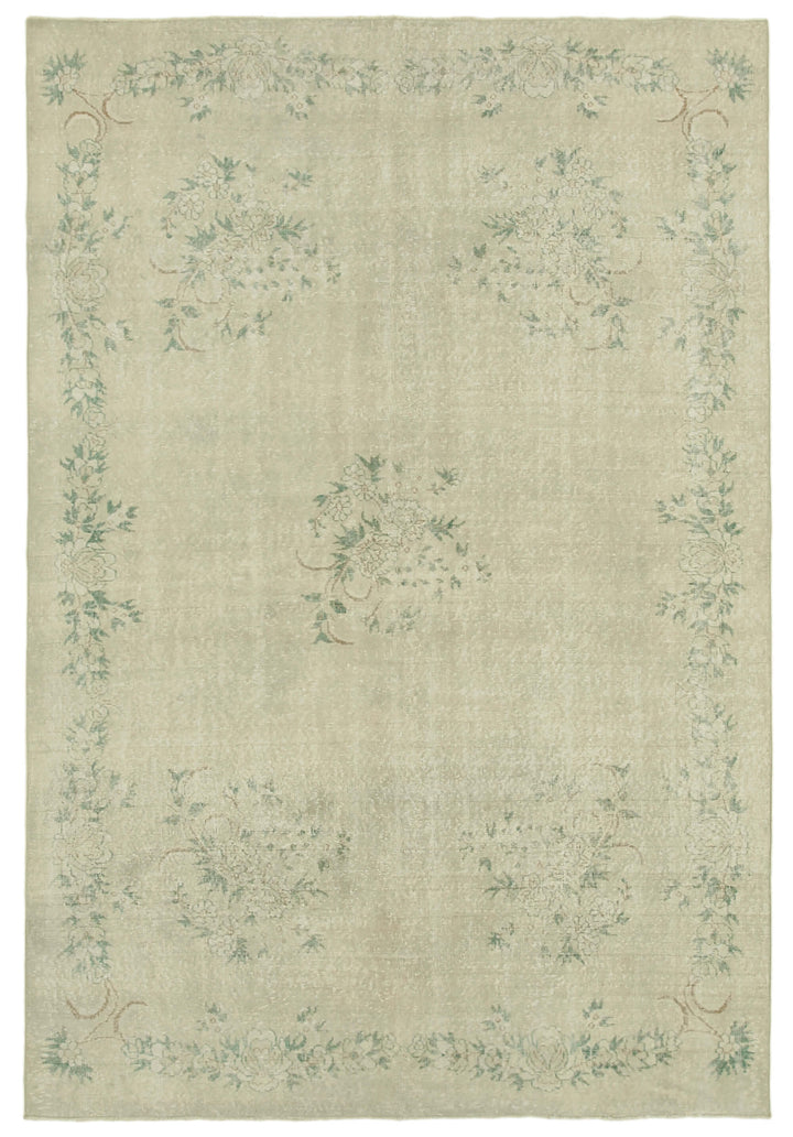 7x10 Beige Turkish Vintage Area Rug - 39004