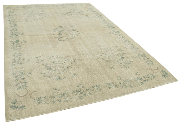 7x10 Beige Turkish Vintage Area Rug - 39004