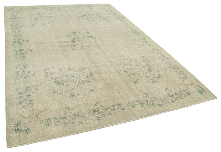 7x10 Beige Turkish Vintage Area Rug - 39004