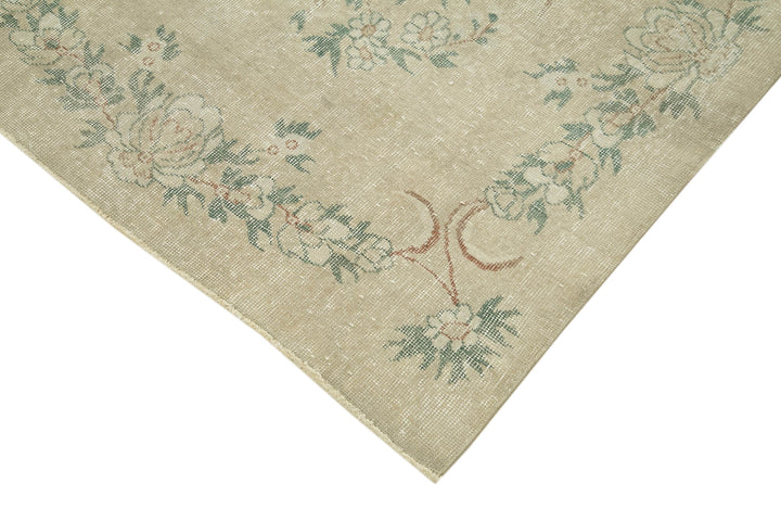 7x10 Beige Turkish Vintage Area Rug - 39004