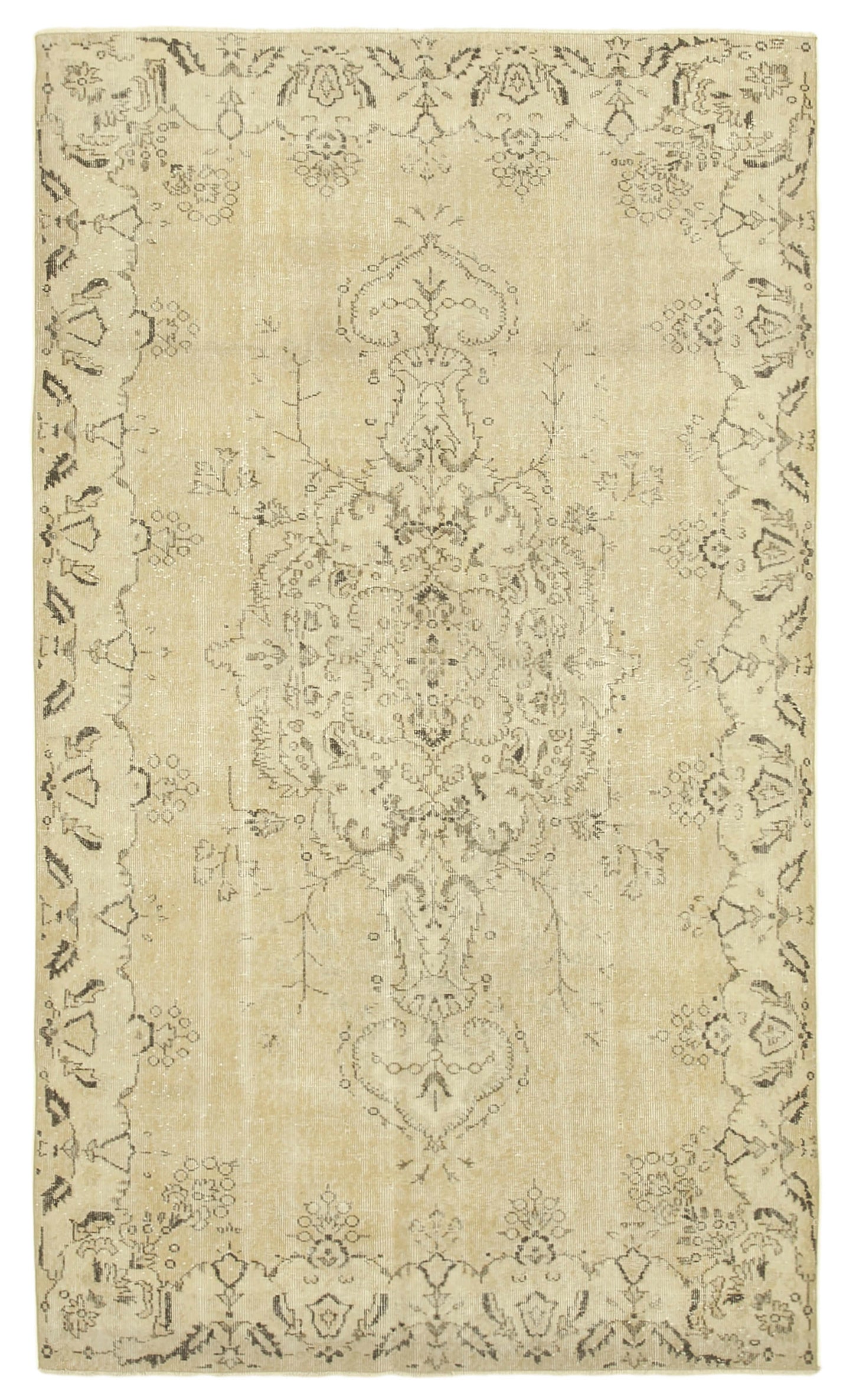 6x10 Beige Turkish Vintage Area Rug - 39011