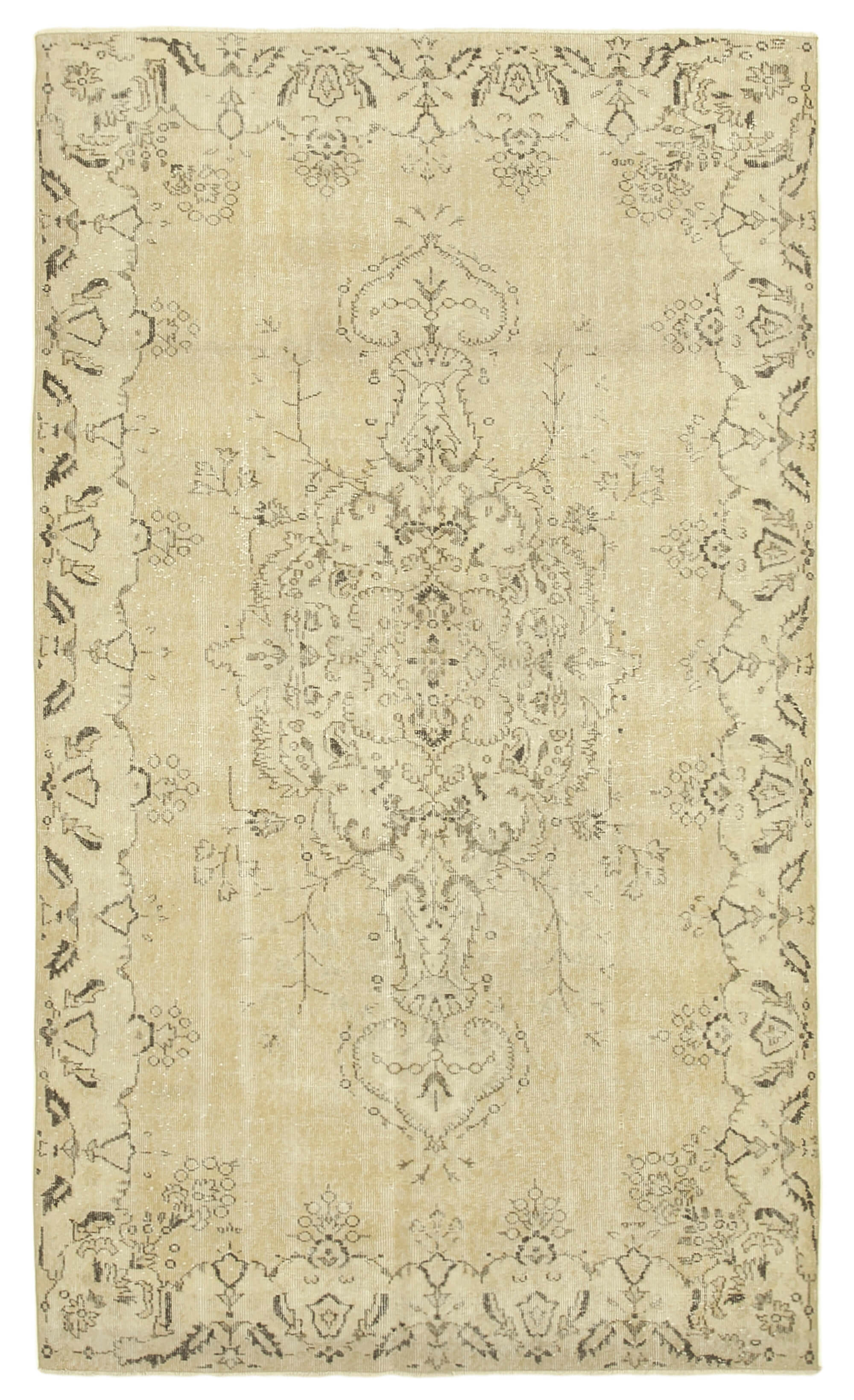 6x10 Beige Turkish Vintage Area Rug - 39011