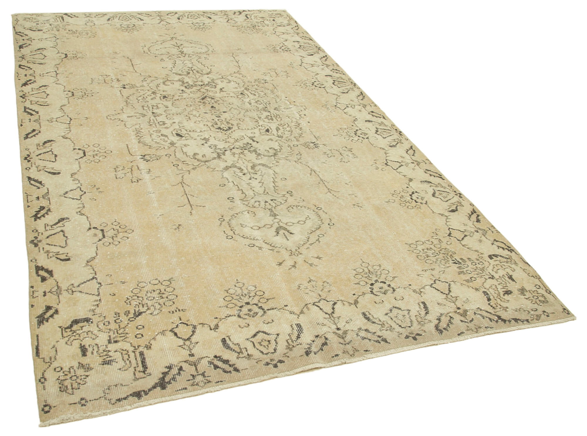 6x10 Beige Turkish Vintage Area Rug - 39011