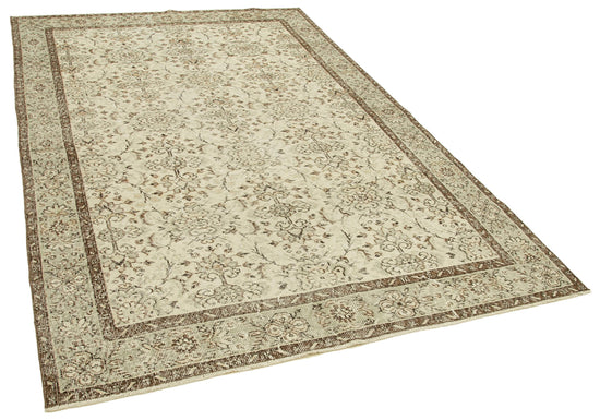 6x9 Beige Turkish Vintage Area Rug - 39013