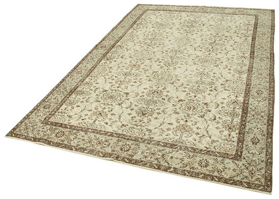 6x9 Beige Turkish Vintage Area Rug - 39013