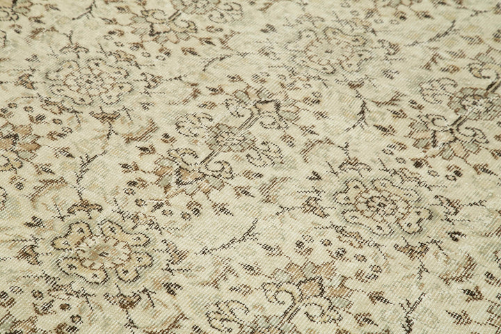 6x9 Beige Turkish Vintage Area Rug - 39013