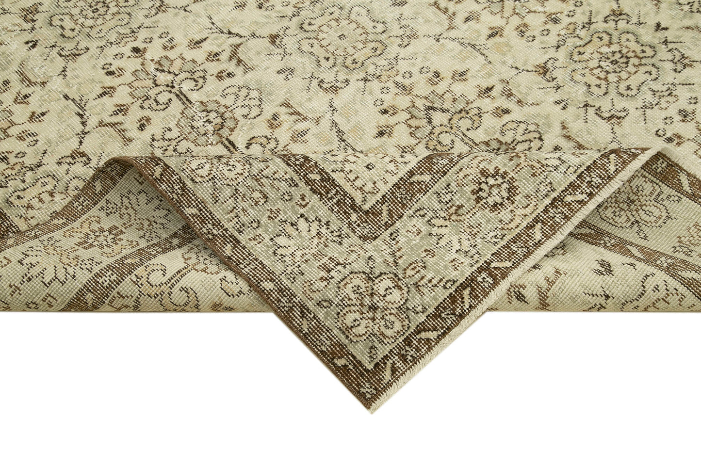 6x9 Beige Turkish Vintage Area Rug - 39013