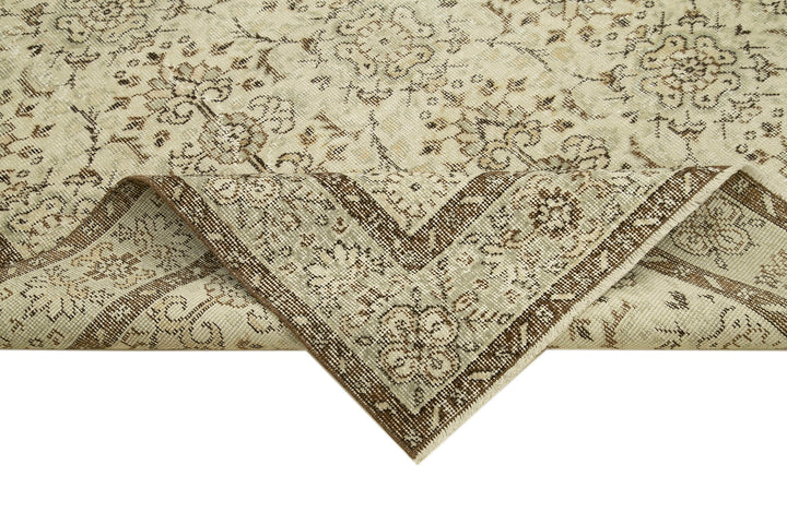 6x9 Beige Turkish Vintage Area Rug - 39013