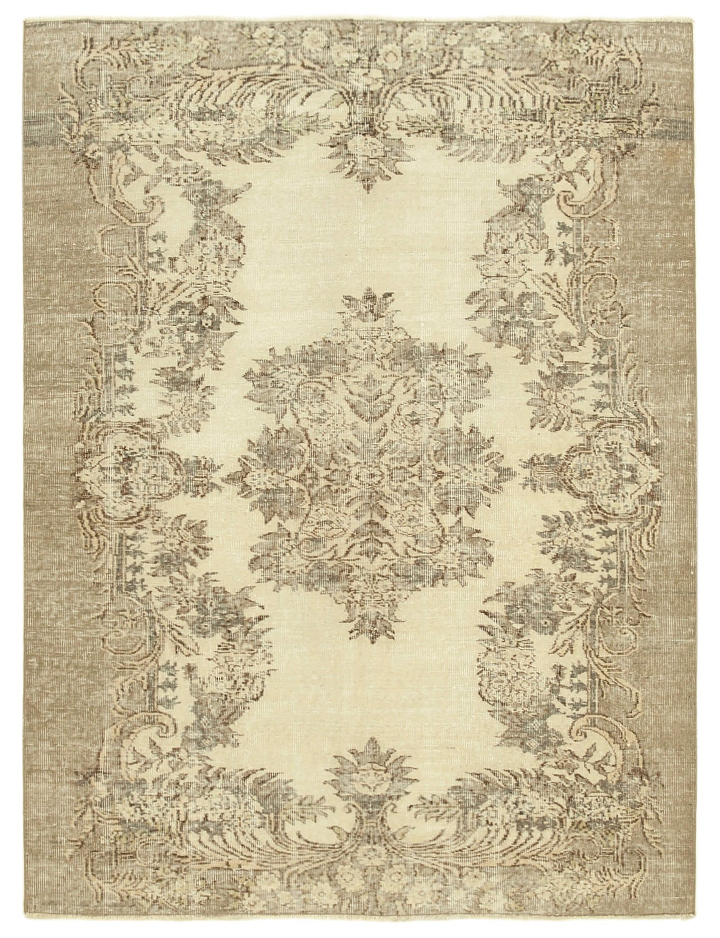 6x8 Beige Turkish Vintage Area Rug - 39014