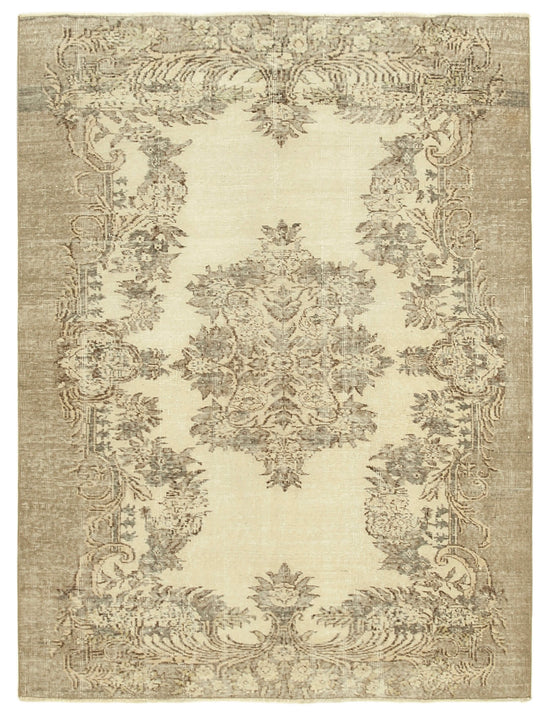6x8 Beige Turkish Vintage Area Rug - 39014