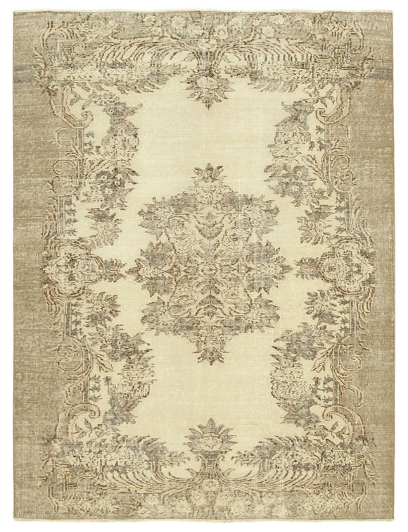 6x8 Beige Turkish Vintage Area Rug - 39014