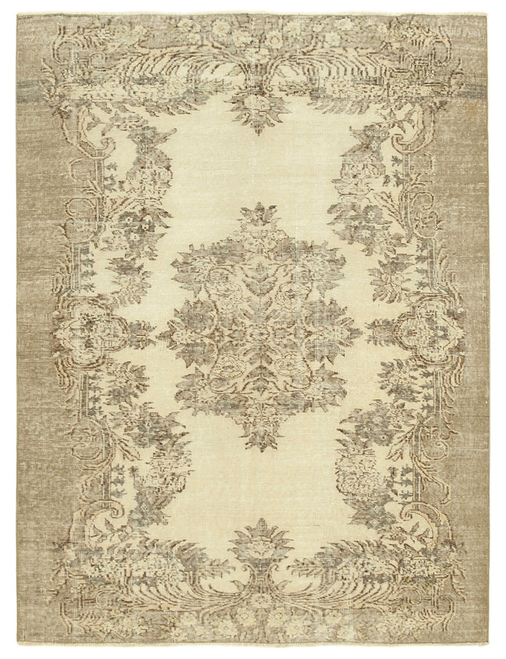 6x8 Beige Turkish Vintage Area Rug - 39014