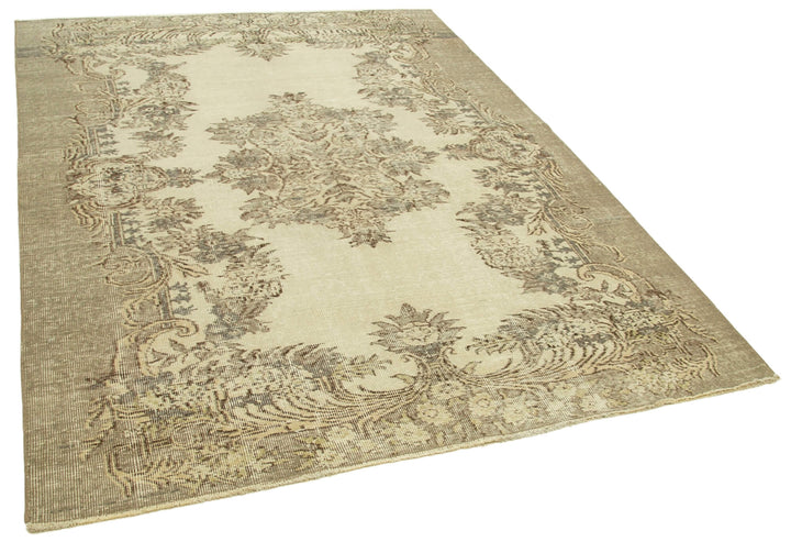 6x8 Beige Turkish Vintage Area Rug - 39014