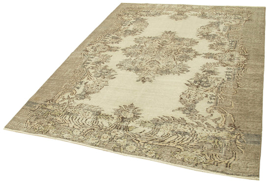 6x8 Beige Turkish Vintage Area Rug - 39014