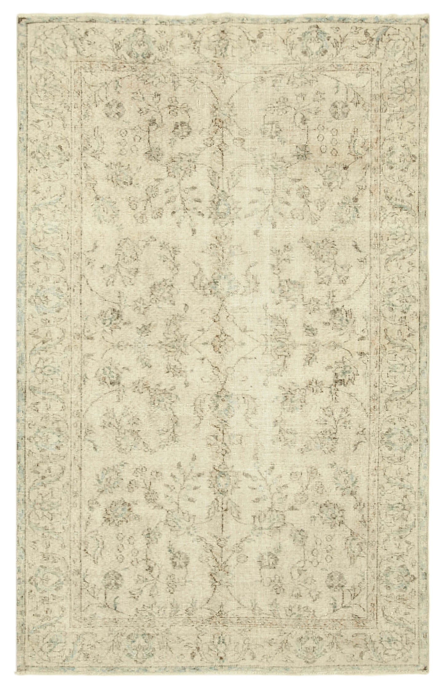 5x8 Beige Turkish Vintage Area Rug - 39016