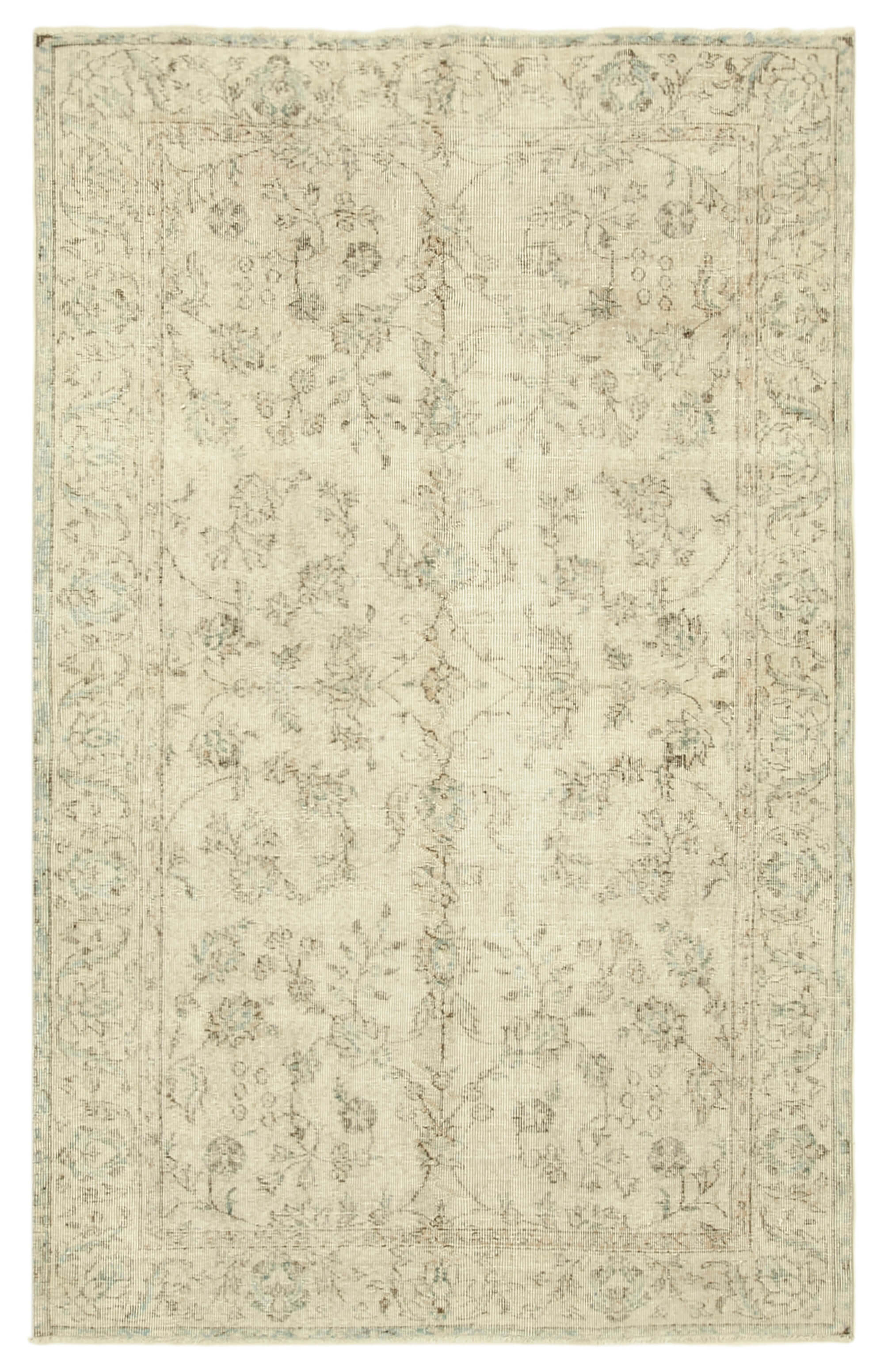 5x8 Beige Turkish Vintage Area Rug - 39016