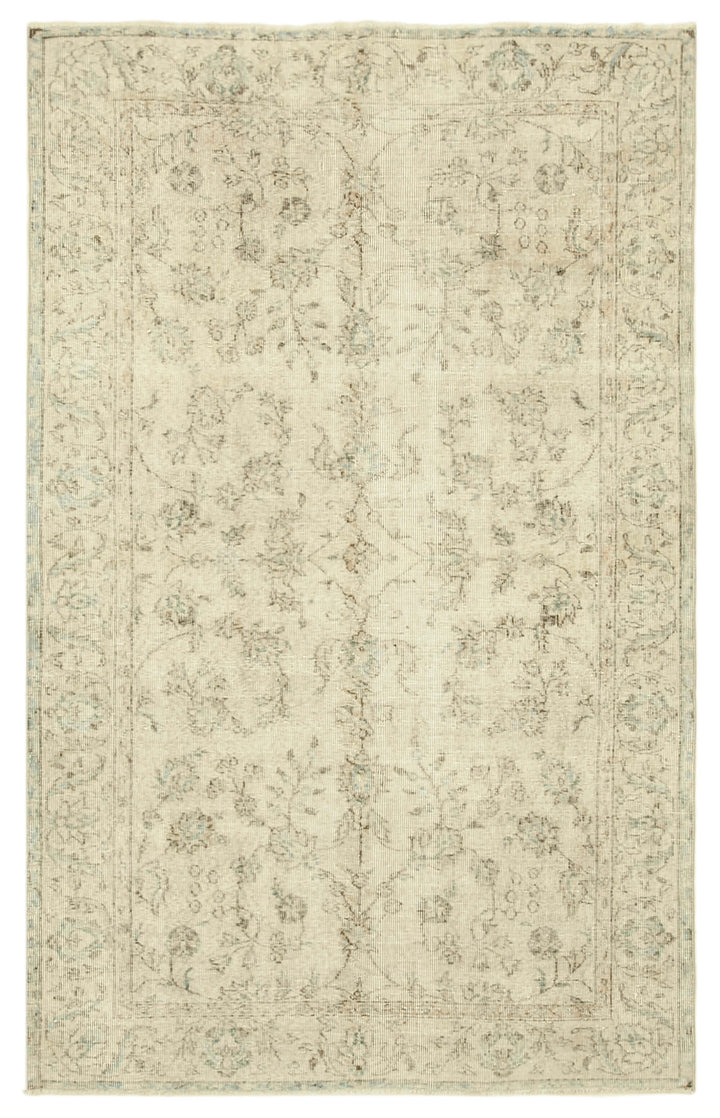 5x8 Beige Turkish Vintage Area Rug - 39016