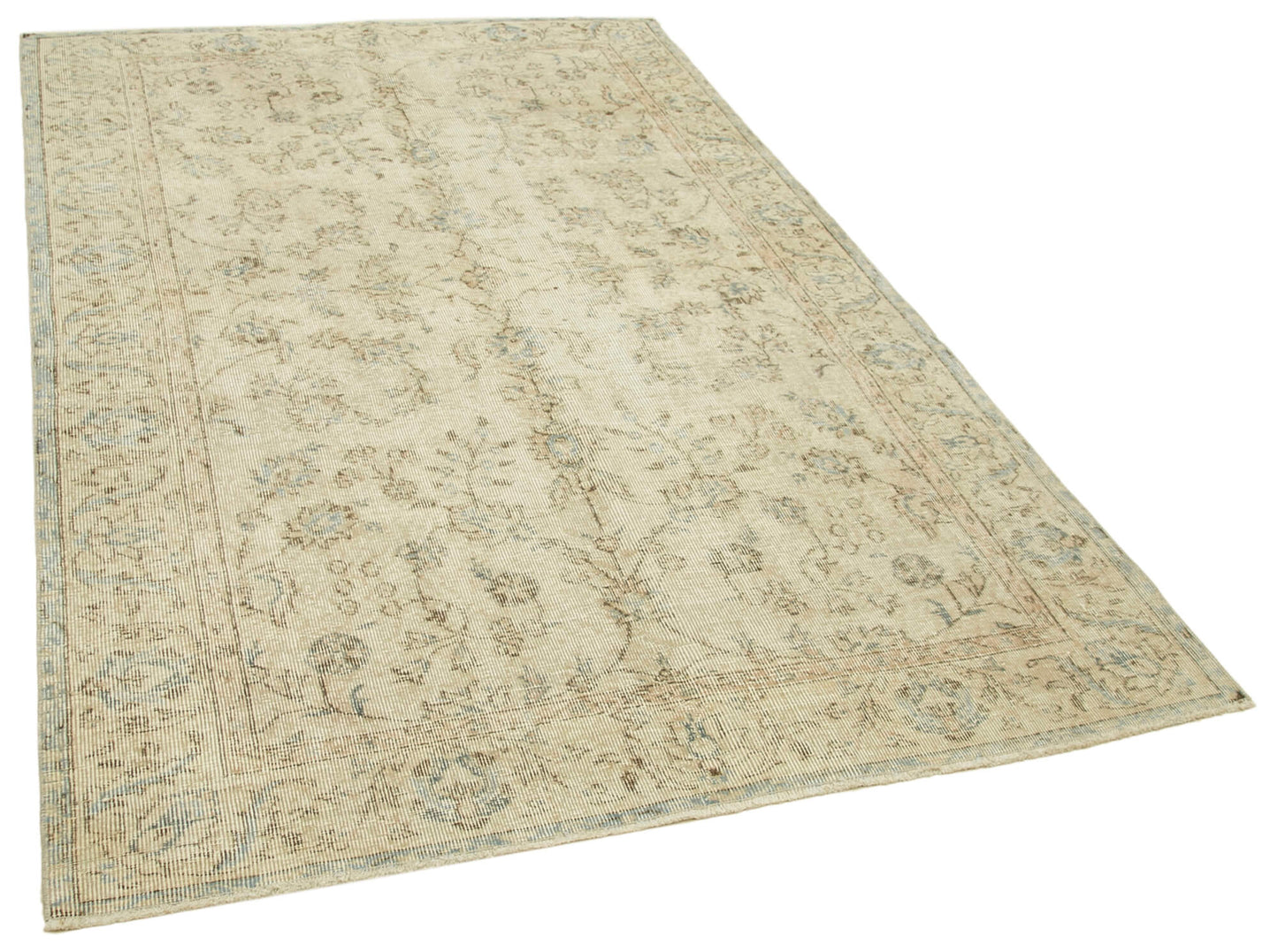 5x8 Beige Turkish Vintage Area Rug - 39016