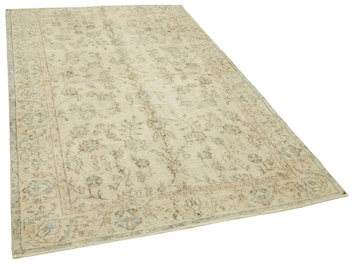 5x8 Beige Turkish Vintage Area Rug - 39016