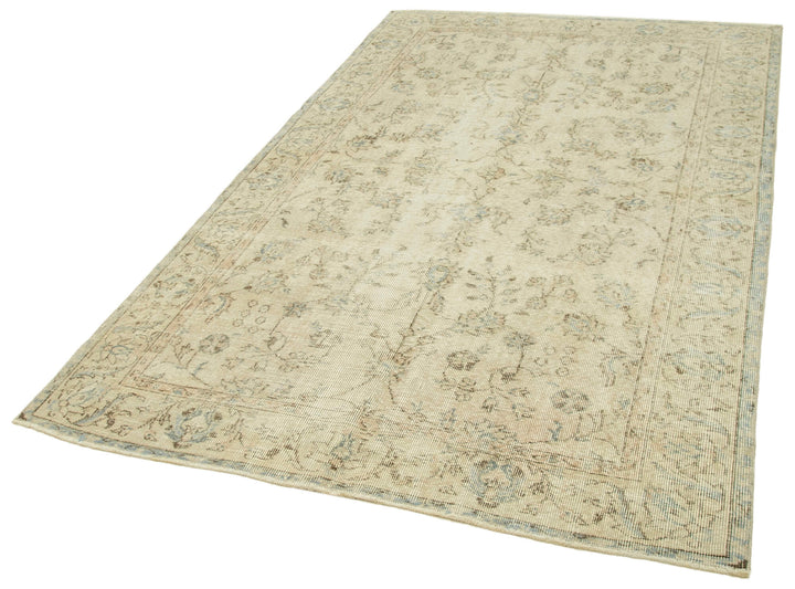 5x8 Beige Turkish Vintage Area Rug - 39016