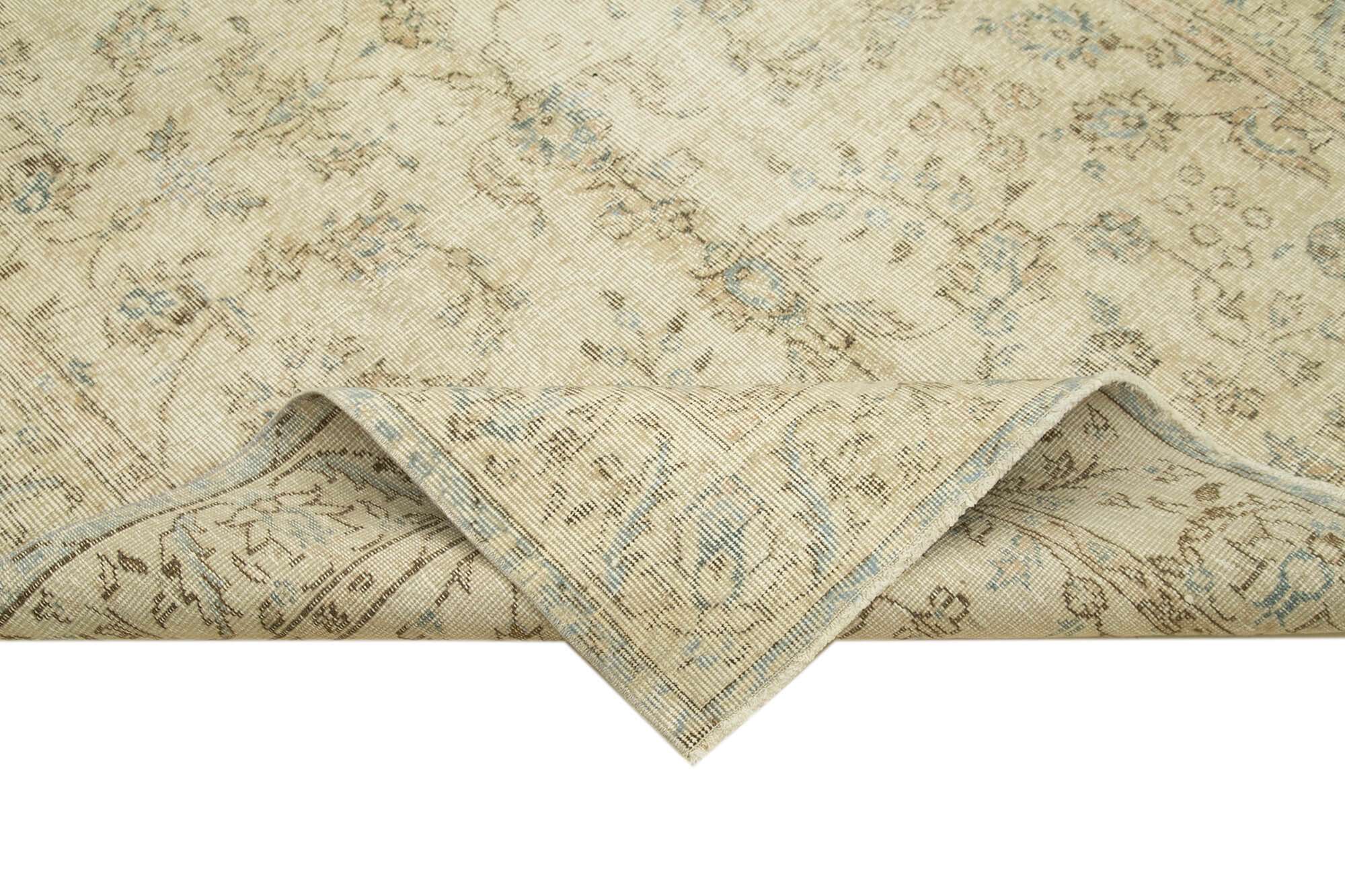 5x8 Beige Turkish Vintage Area Rug - 39016