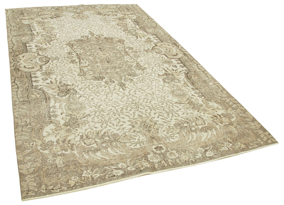 6x9 Beige Turkish Vintage Area Rug - 39021