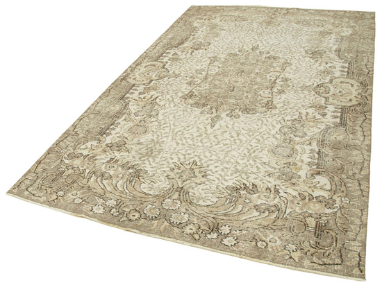 6x9 Beige Turkish Vintage Area Rug - 39021