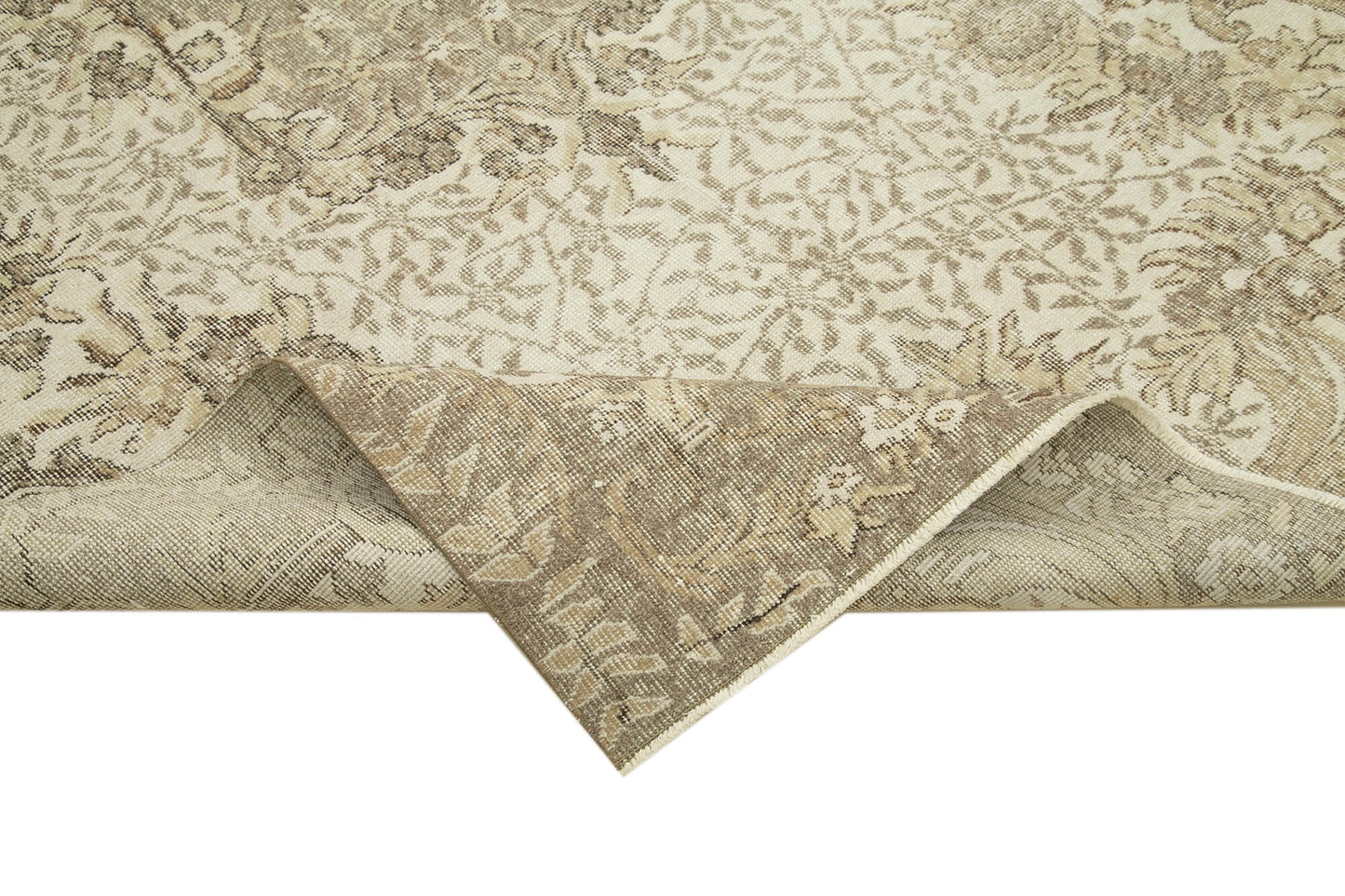 6x9 Beige Turkish Vintage Area Rug - 39021