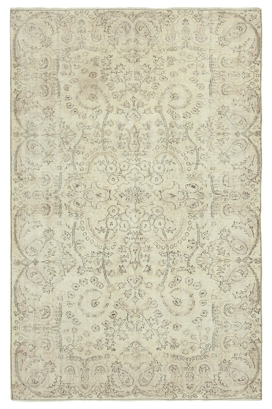5x8 Beige Turkish Vintage Area Rug - 39022