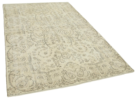 5x8 Beige Turkish Vintage Area Rug - 39022