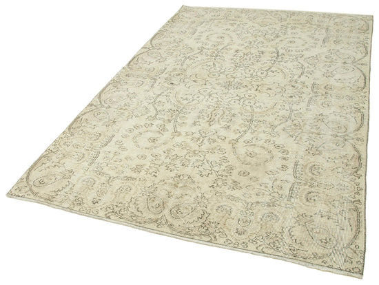 5x8 Beige Turkish Vintage Area Rug - 39022