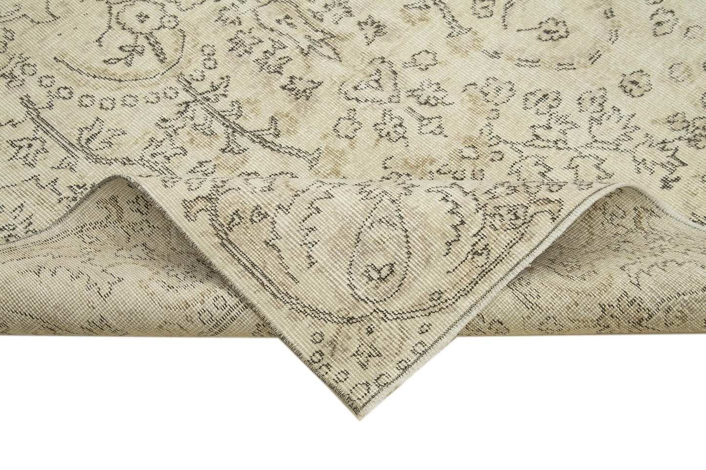 5x8 Beige Turkish Vintage Area Rug - 39022