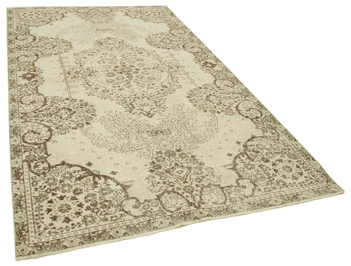 5x9 Beige Turkish Vintage Area Rug - 39024