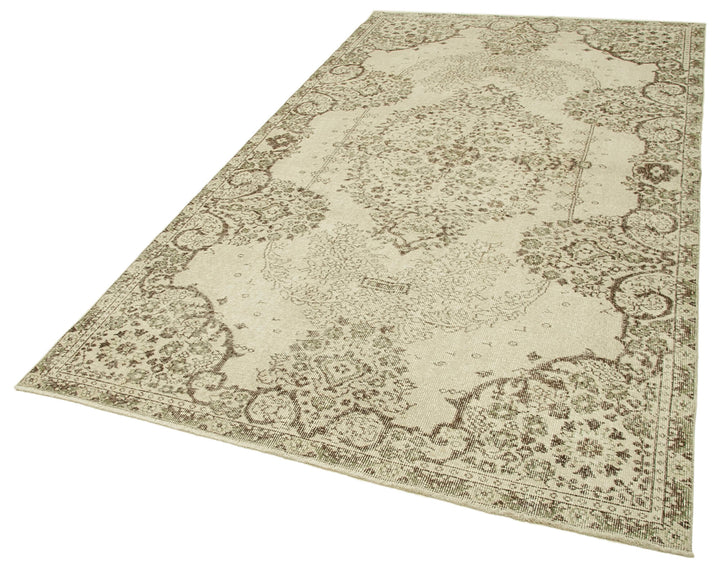 5x9 Beige Turkish Vintage Area Rug - 39024