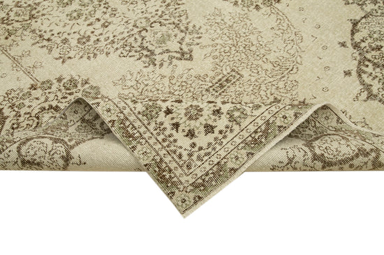 5x9 Beige Turkish Vintage Area Rug - 39024