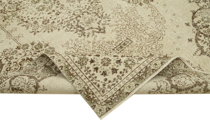 5x9 Beige Turkish Vintage Area Rug - 39024