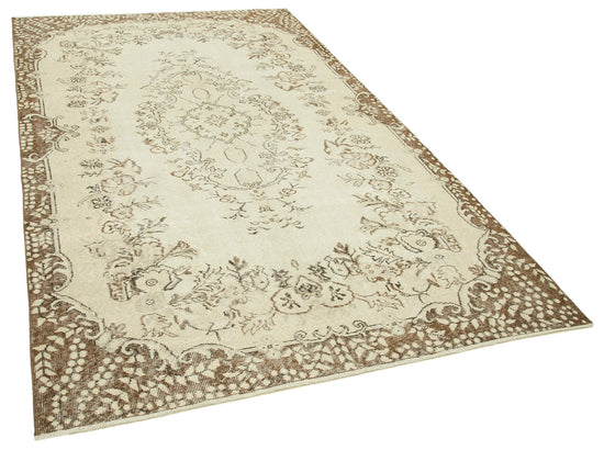 6x9 Beige Turkish Vintage Area Rug - 39028