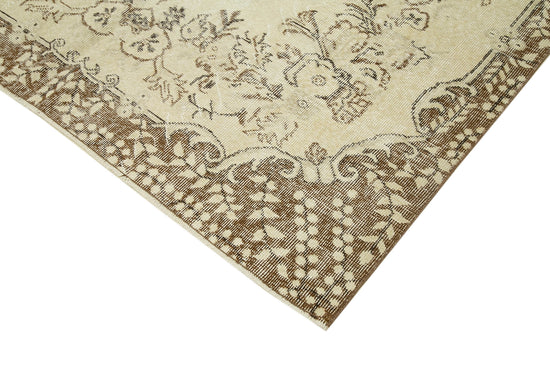 6x9 Beige Turkish Vintage Area Rug - 39028