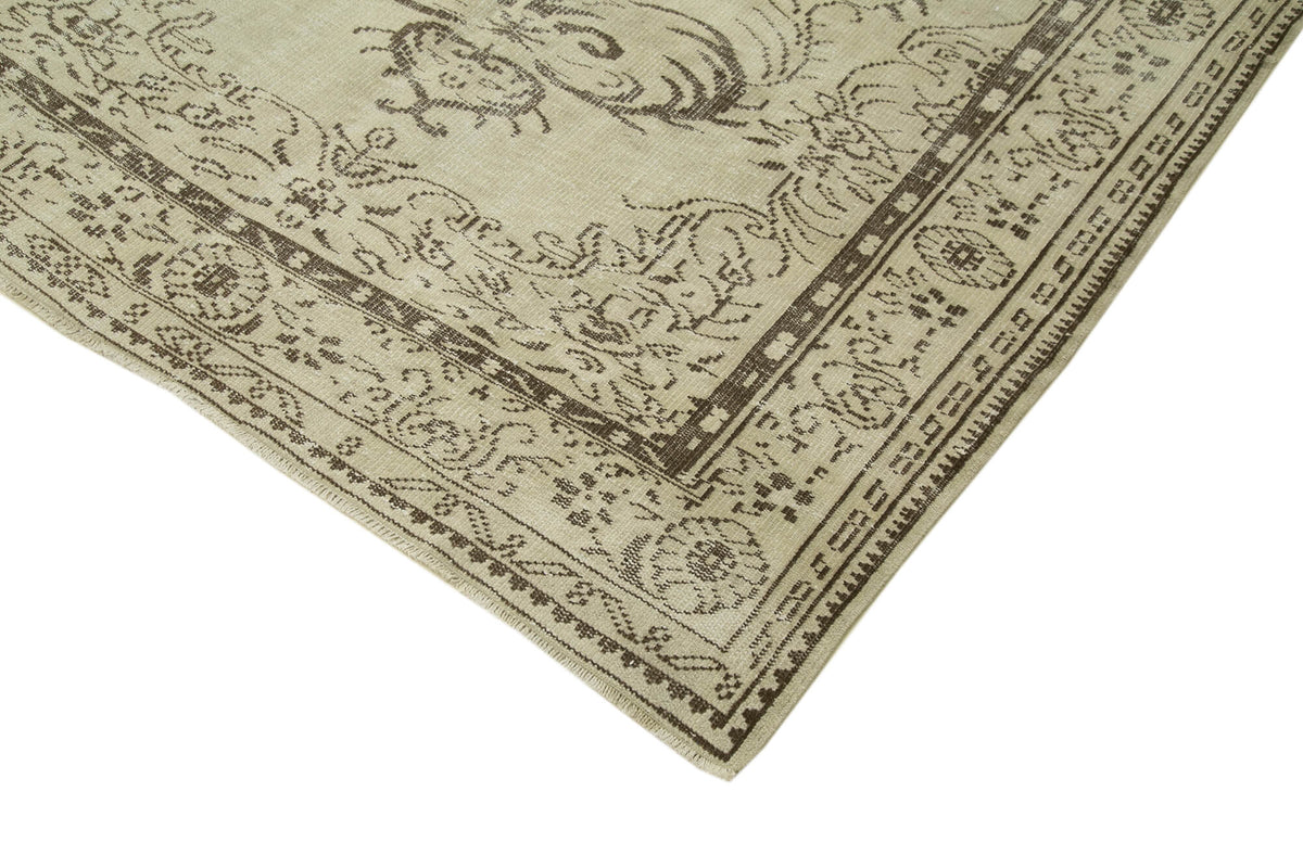 6x9 Beige Turkish Vintage Area Rug - 39030