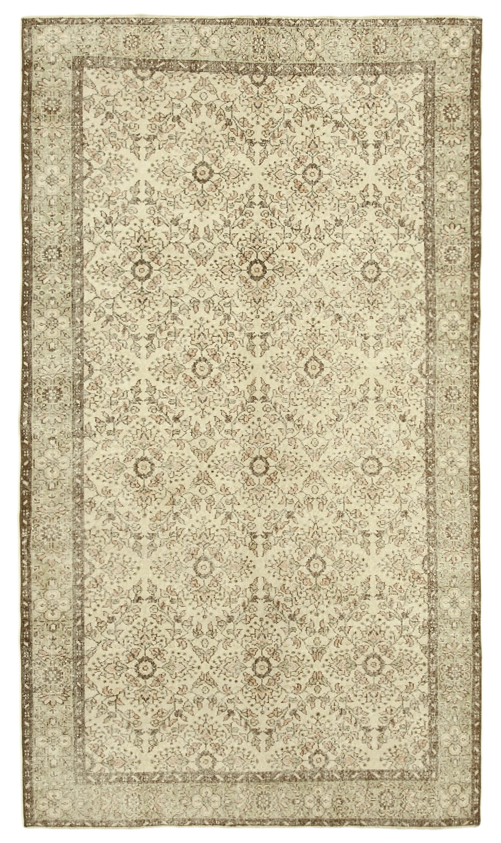 6x10 Beige Turkish Vintage Area Rug - 39031
