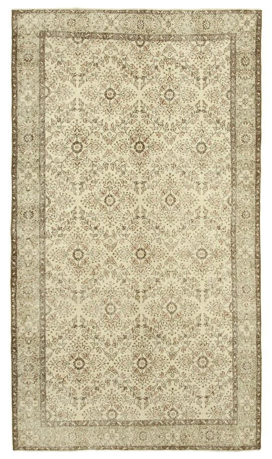 6x10 Beige Turkish Vintage Area Rug - 39031