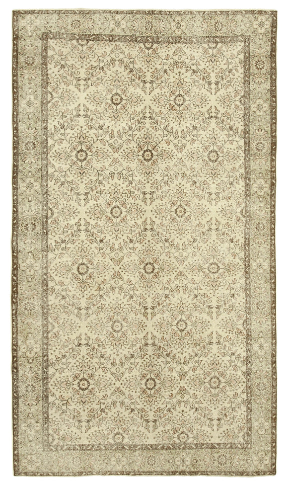 6x10 Beige Turkish Vintage Area Rug - 39031