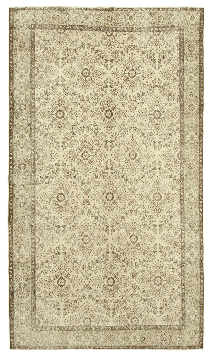 6x10 Beige Turkish Vintage Area Rug - 39031