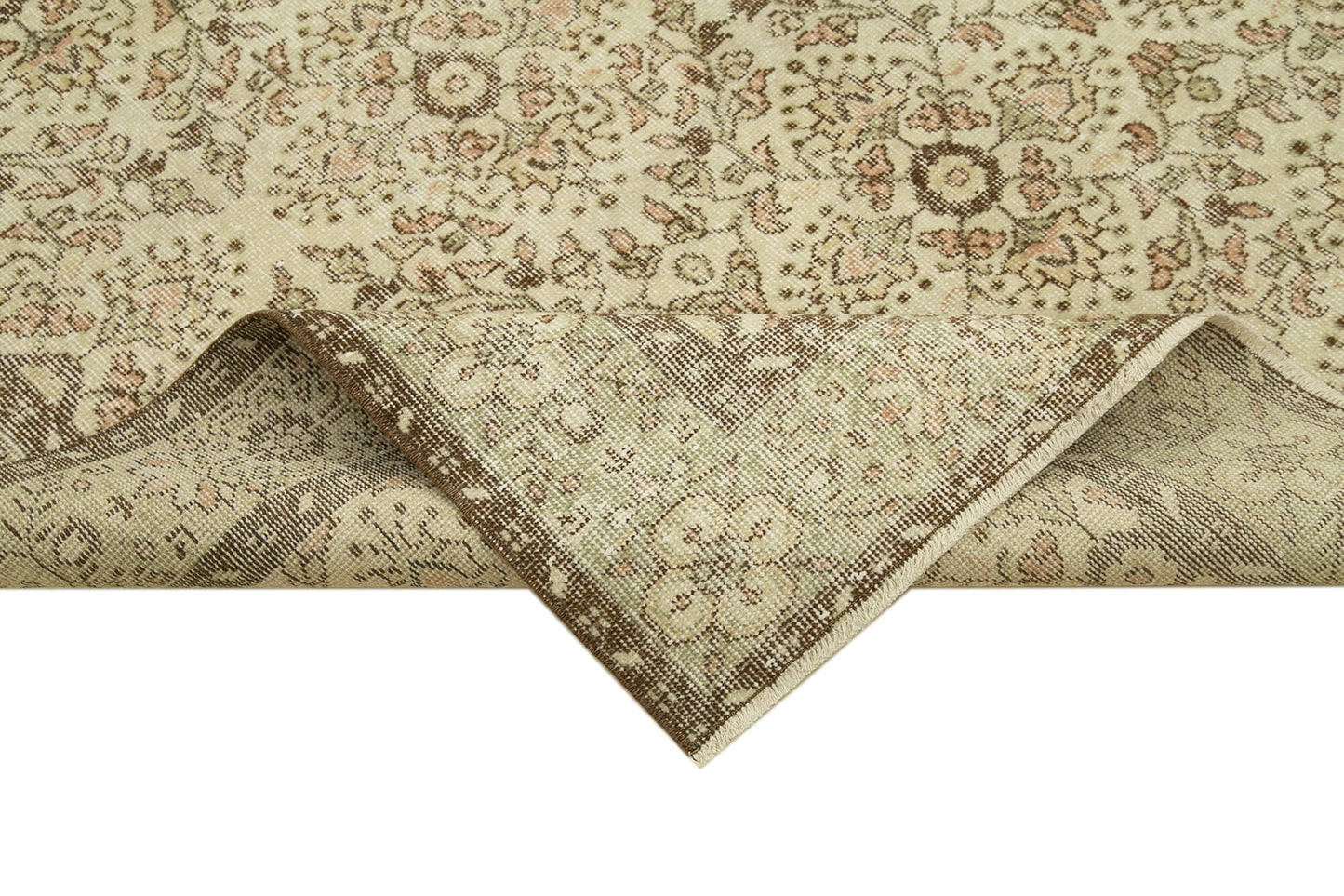 6x10 Beige Turkish Vintage Area Rug - 39031
