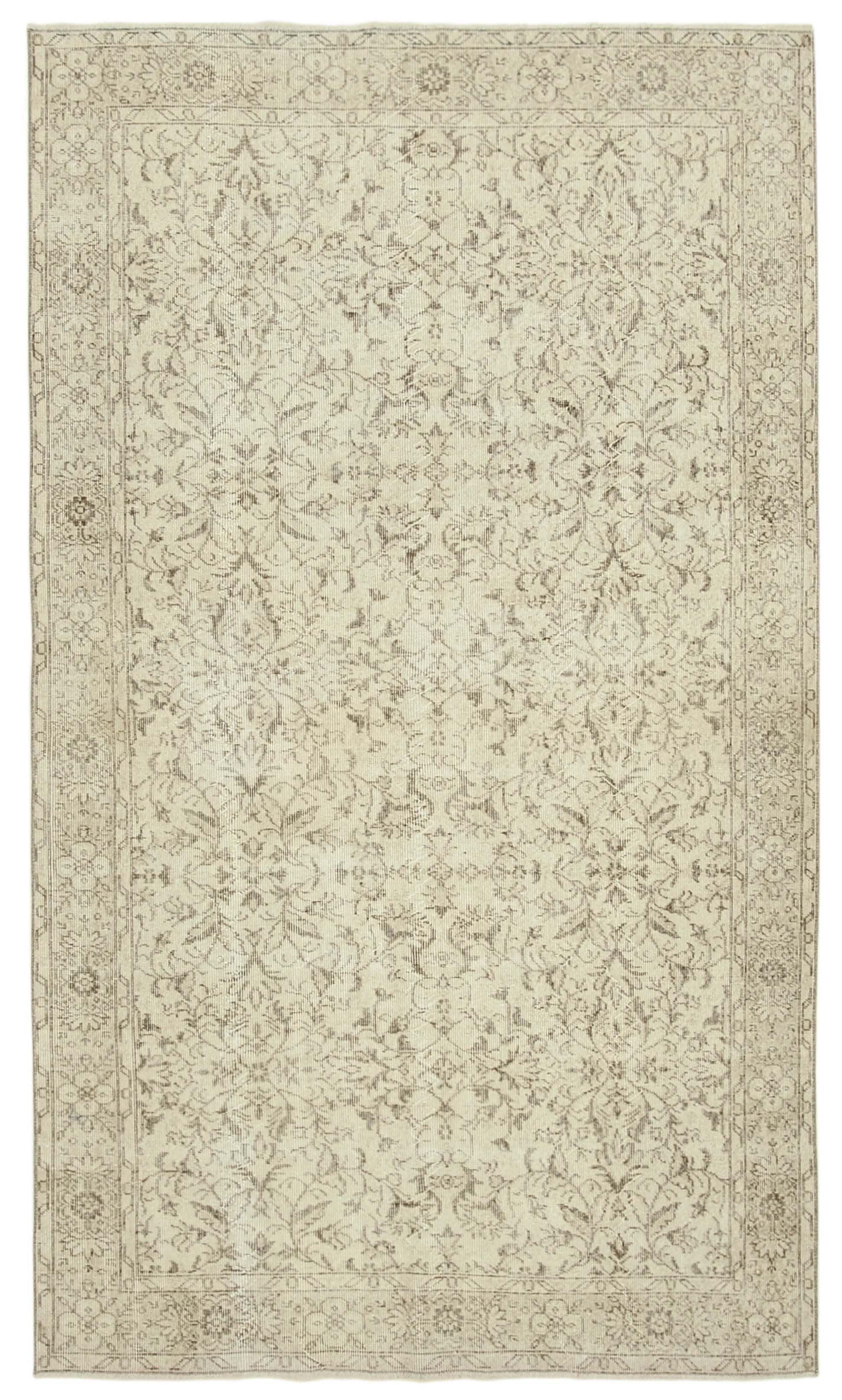 5x9 Beige Turkish Vintage Area Rug - 39033