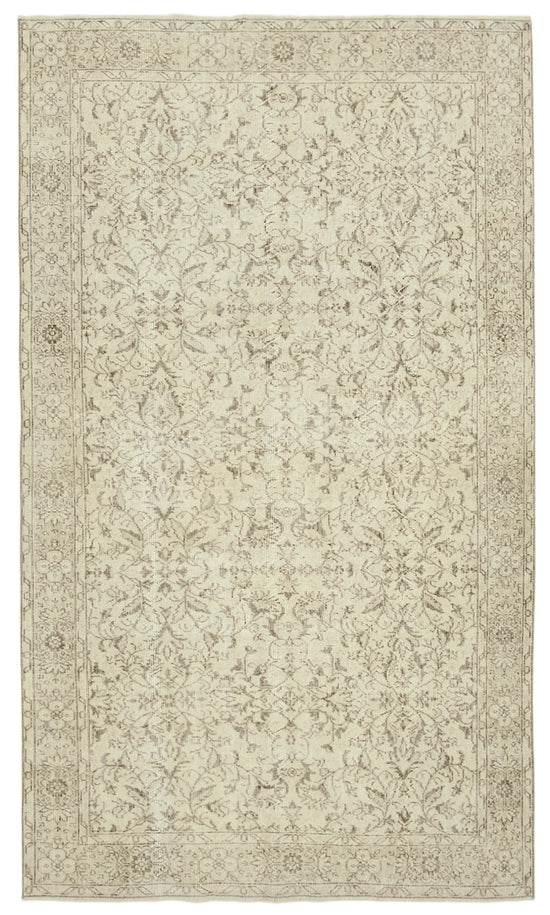 5x9 Beige Turkish Vintage Area Rug - 39033