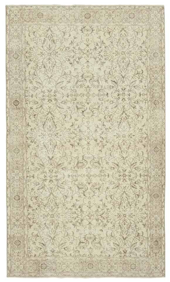 5x9 Beige Turkish Vintage Area Rug - 39033