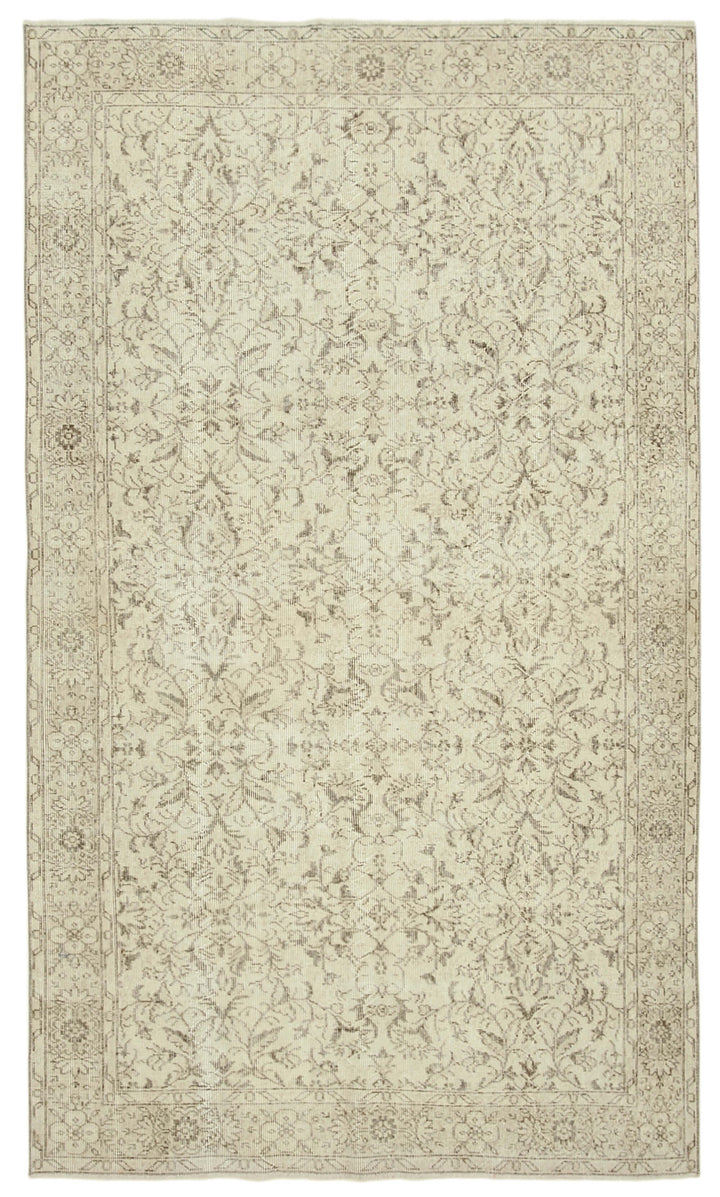 5x9 Beige Turkish Vintage Area Rug - 39033